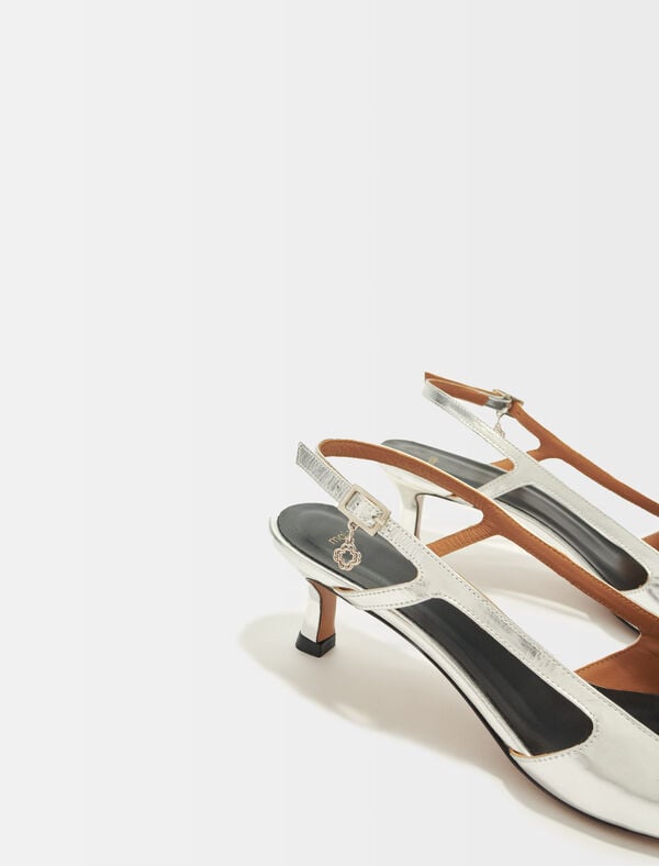 Maje Escarpins à Brides En Cuir Argenté Argent