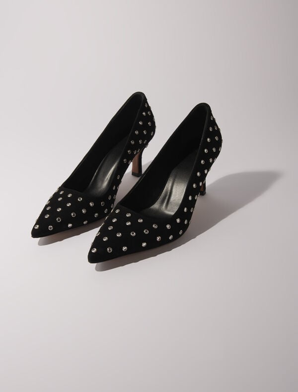 Maje Escarpins Pointus à Strass Noir