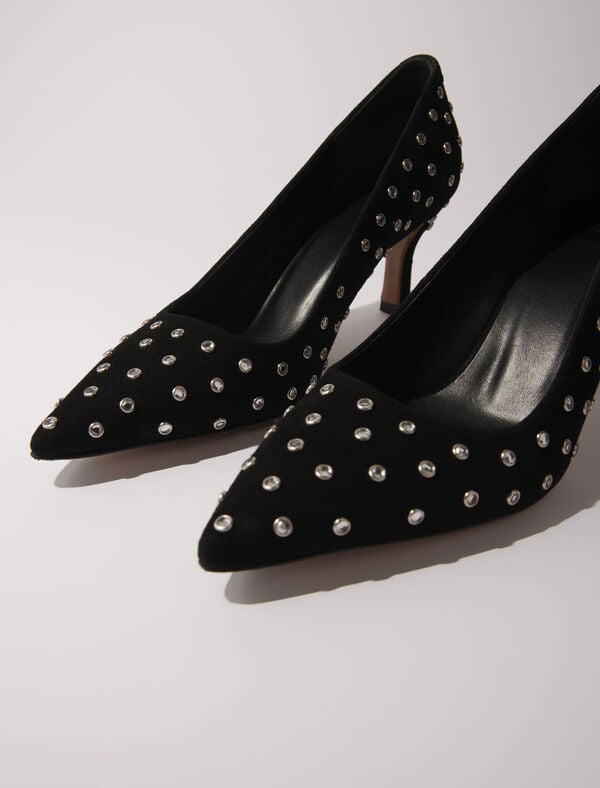 Maje Escarpins Pointus à Strass Noir