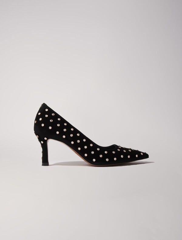 maje Escarpins pointus à strass Noir