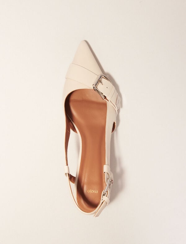Maje Escarpins Slingback à Double Boucles Blanc