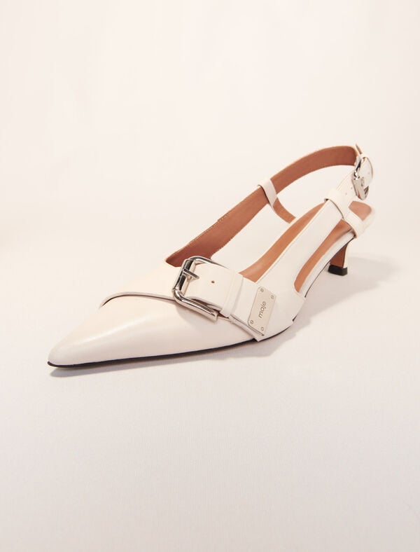 Maje Escarpins Slingback à Double Boucles Blanc