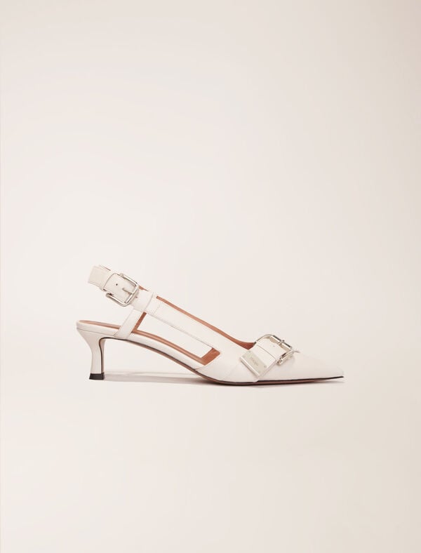 maje Escarpins slingback à double boucles Blanc