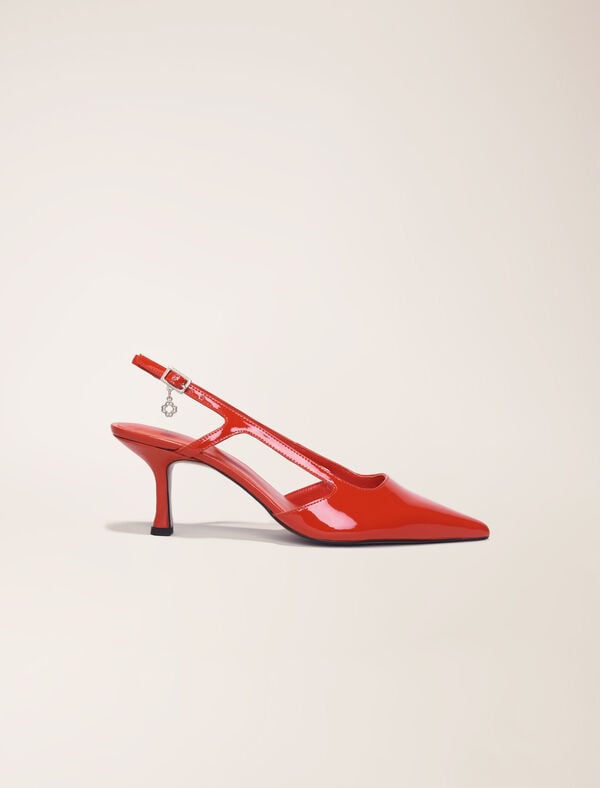 maje Escarpins slingback en cuir vernis Rouge