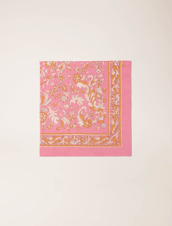 maje Foulard 65 x 65 imprimé fleurs Rose