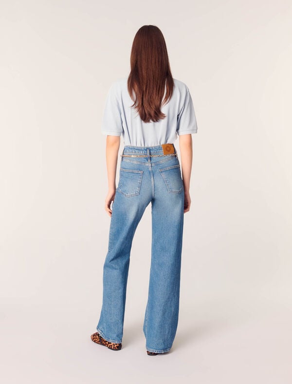 Maje Jean à Ceinture Maillons Bleu