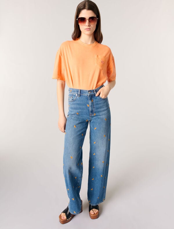 Maje Jean Brodé Bleu