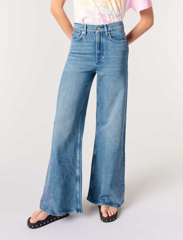 Maje Jean Brodé Bleu