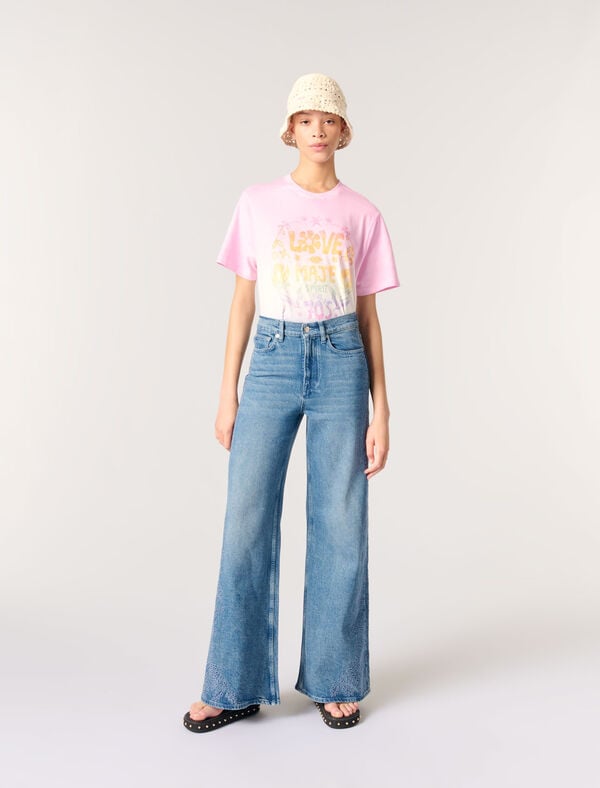 maje Jean brodé Bleu