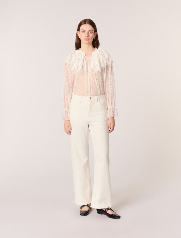 maje Jean coupe carpenter Blanc