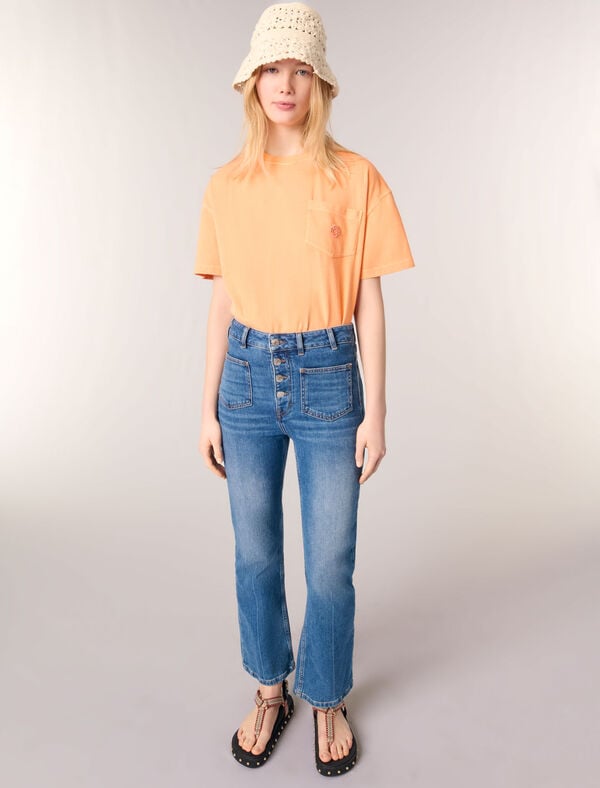 Maje Jean Denim à Poches Bleu