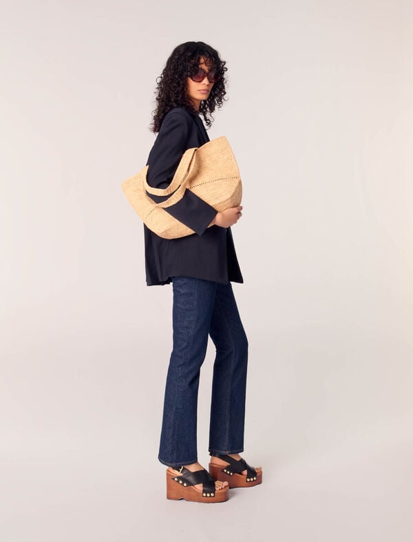 Maje Jean Denim à Poches Bleu Fonce