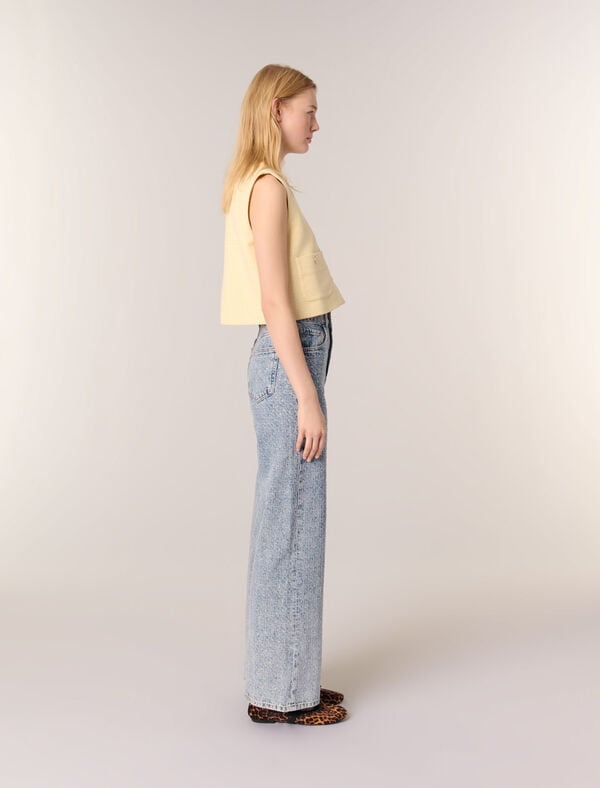 Maje Jean Large Orné De Strass Bleu