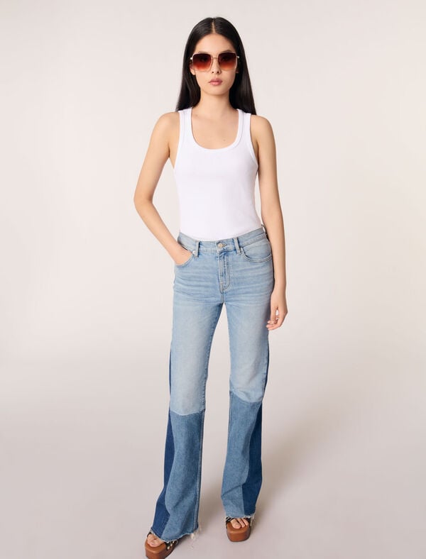 Maje Jean Patchwork Tricolore Bleu Jean