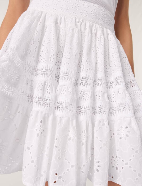 Maje Jupe Courte En Broderie Blanc