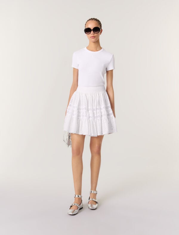maje Jupe courte en broderie Blanc