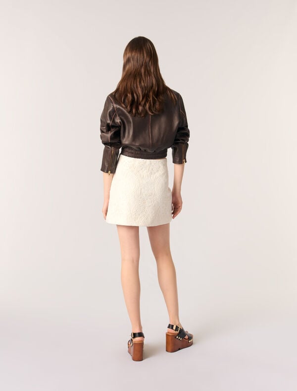 Maje Jupe Courte En Guipure Ecru