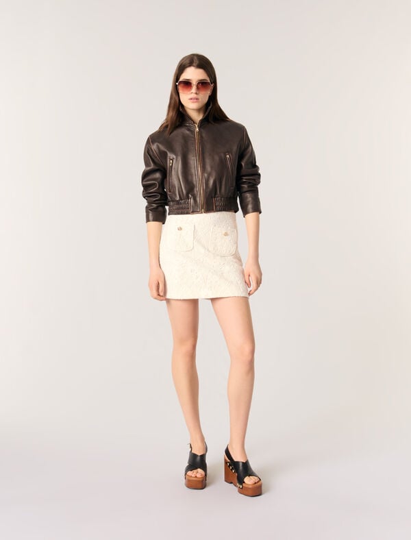 maje Jupe courte en guipure Ecru