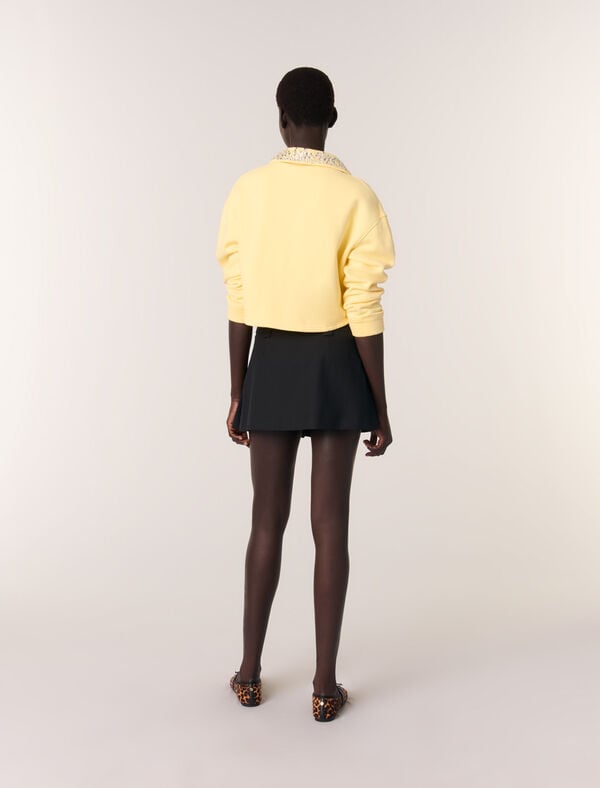 Maje Jupe Courte Plissée Noir