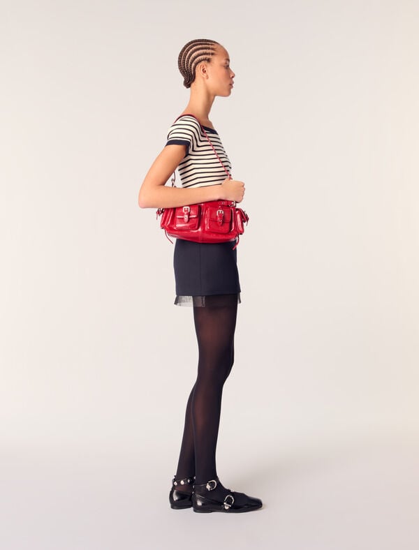 Maje Jupe En Laine Mélangée Et Tulle Marine