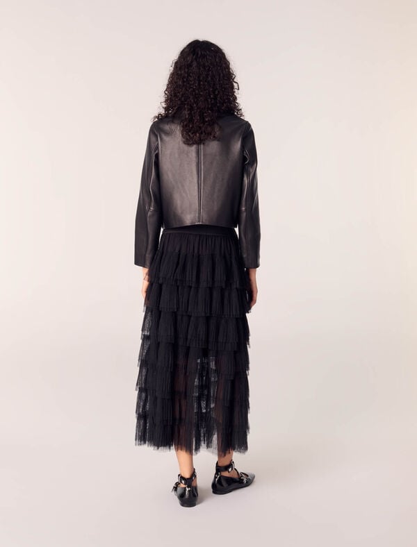 Maje Jupe Midi En Tulle Noir