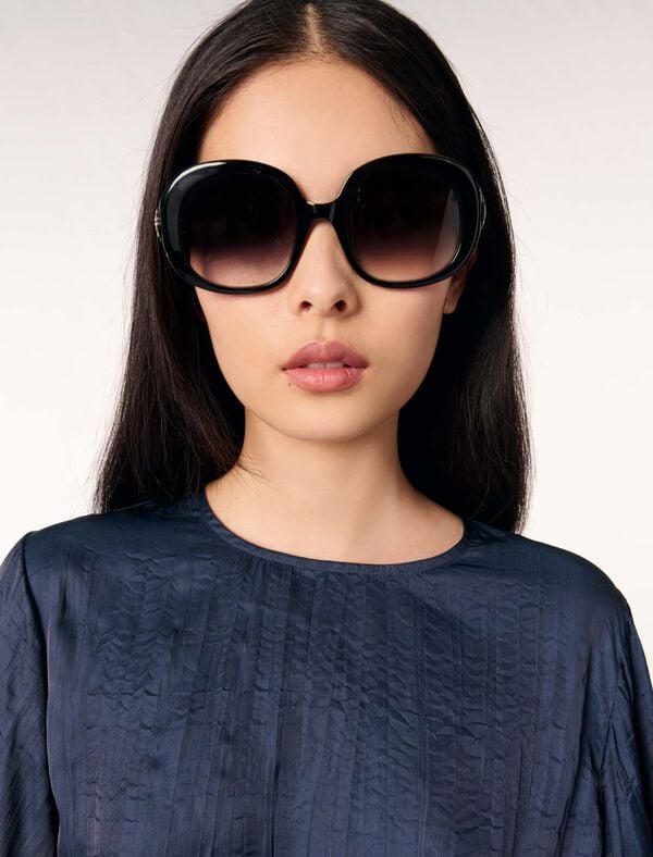 Maje Lunettes Rondes En Acétate Noir