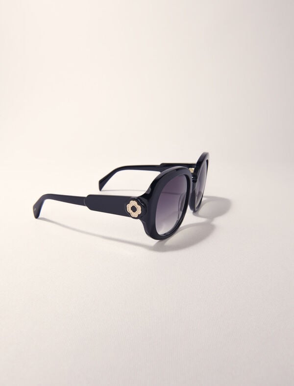 Maje Lunettes Rondes En Acétate Noir