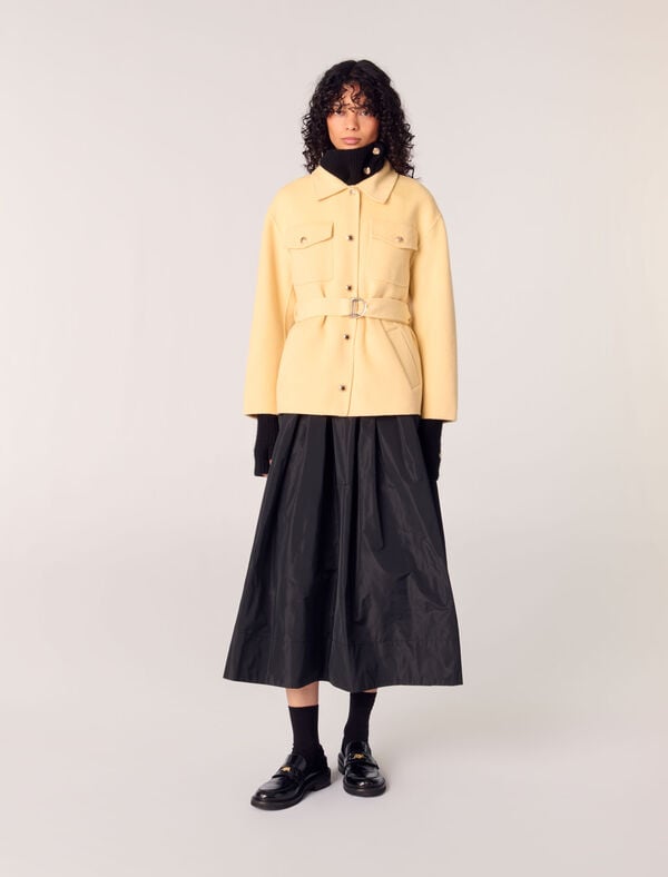 maje Manteau court double face ceinturé Jaune