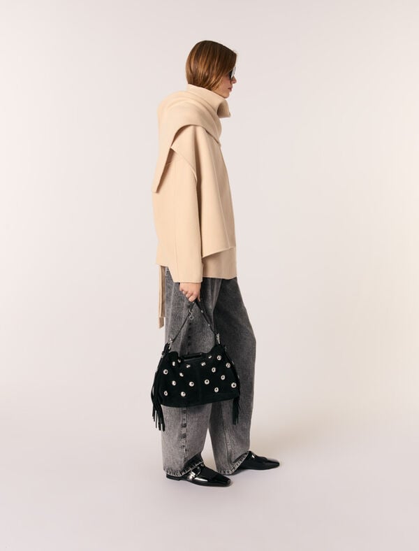 Maje Manteau Double Face à écharpe Beige