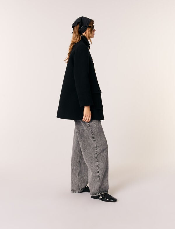 Maje Manteau En Laine Mélangée Noir