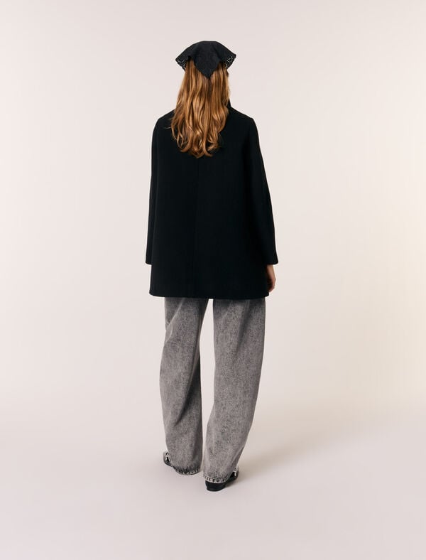 Maje Manteau En Laine Mélangée Noir