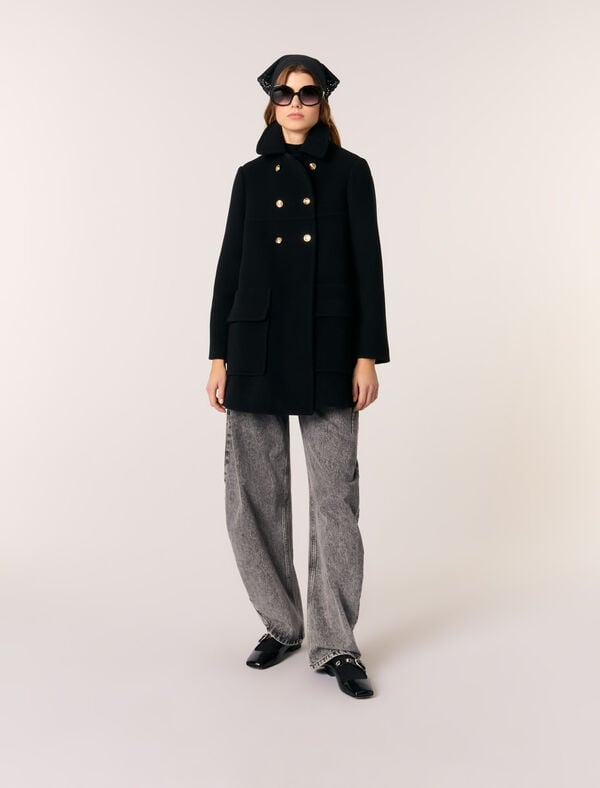 maje Manteau en laine mélangée Noir