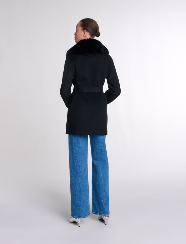 Maje Manteau Mi-long Double Face Noir