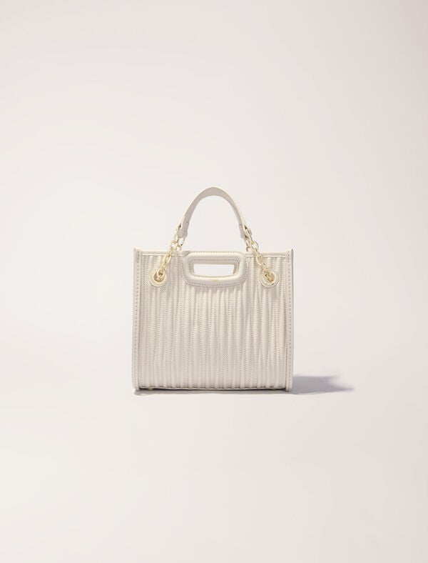 maje Mini cabas en cuir matelassé Ecru