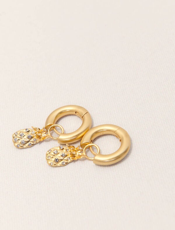 Maje Mini Créoles Ananas à Strass Or