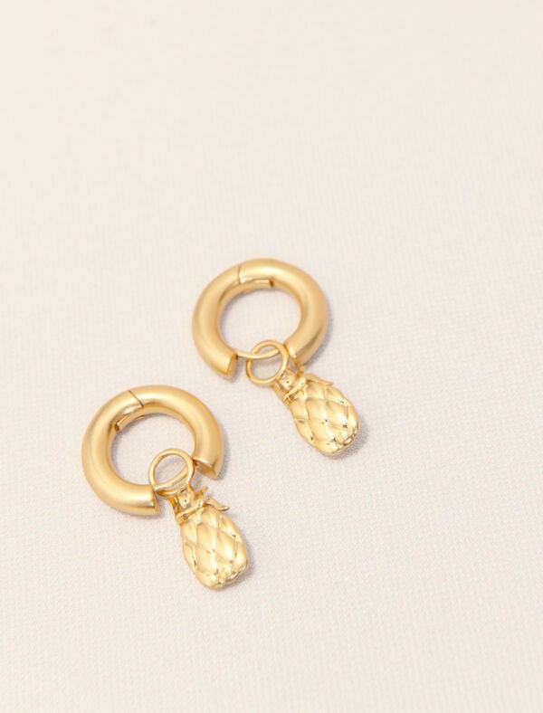 Maje Mini Créoles Ananas à Strass Or