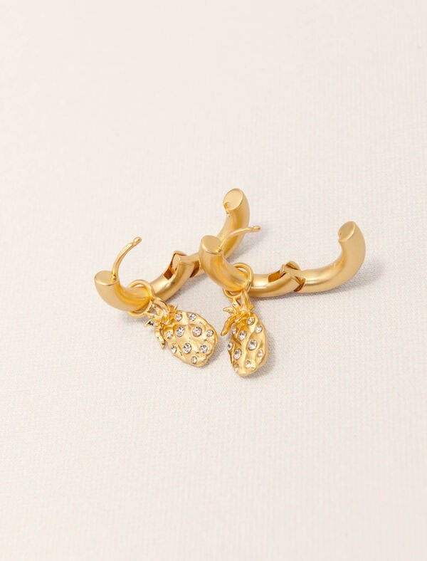 Maje Mini Créoles Ananas à Strass Or