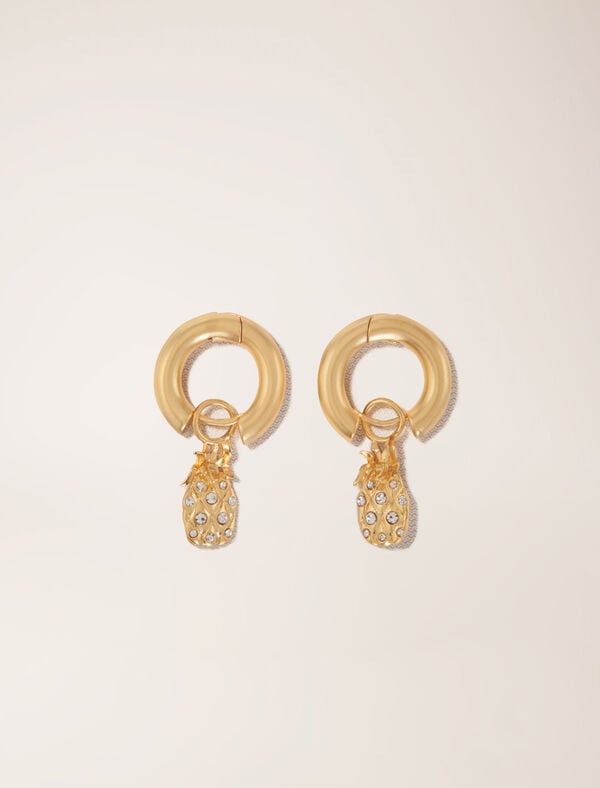 maje Mini créoles ananas à strass Or