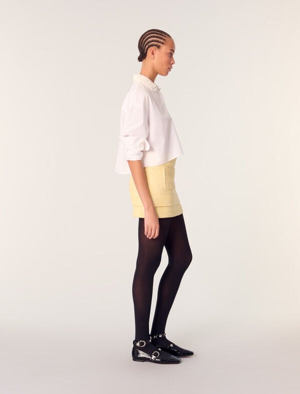 Maje Mini-jupe En Tweed Jaune