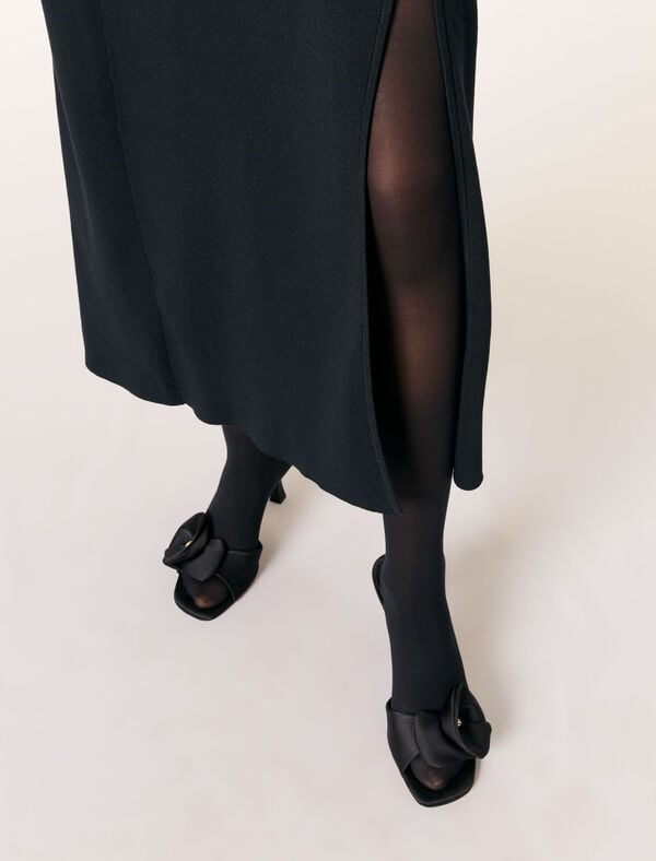 Maje Mule En Textile Avec Fleur Satinée Noir