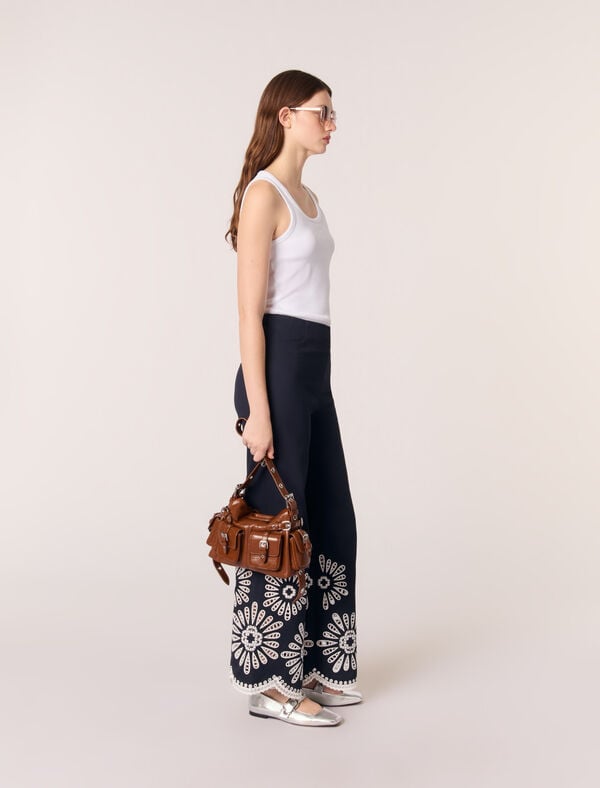 Maje Pantalon Avec Détails Crochet Marine