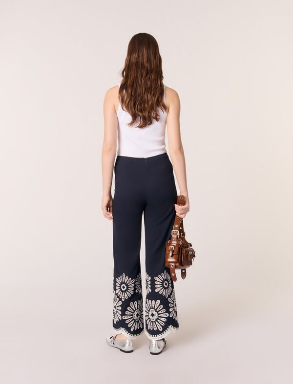 Maje Pantalon Avec Détails Crochet Marine