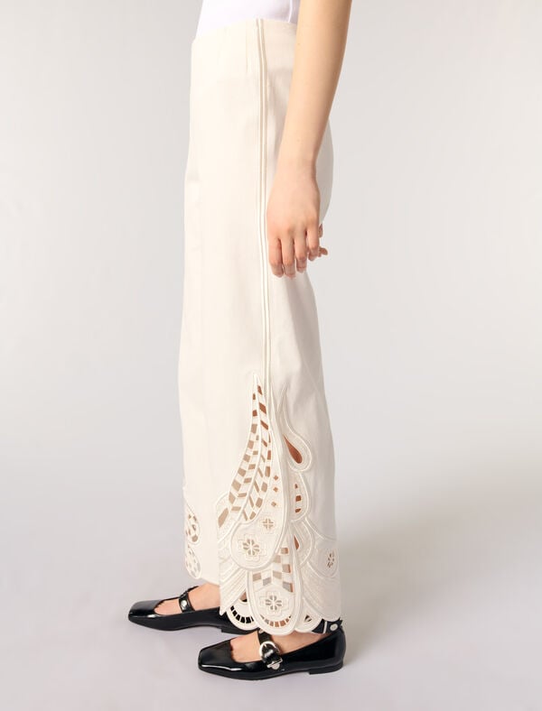 Maje Pantalon Brodé Ecru
