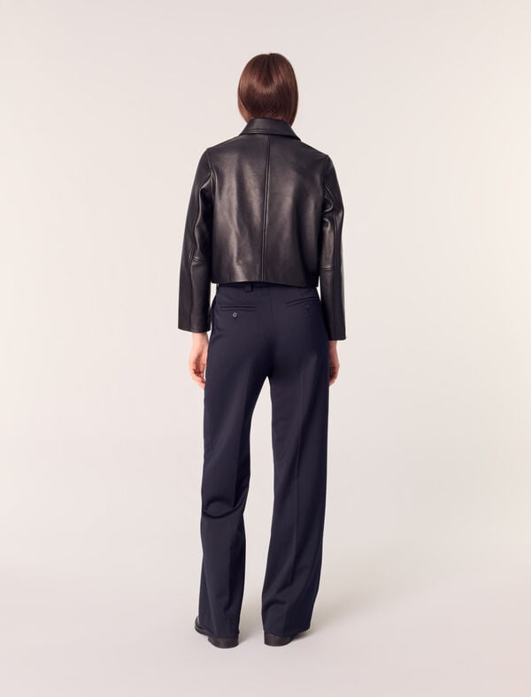 Maje Pantalon De Tailleur Avec Pli Marine