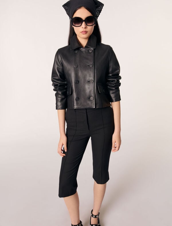 Maje Pantalon De Tailleur Corsaire Noir