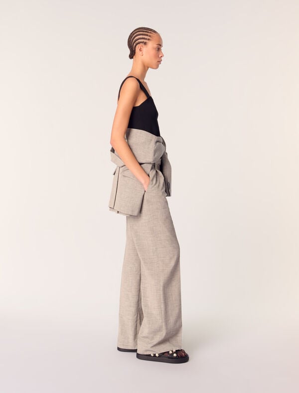Maje Pantalon De Tailleur Droit Gris