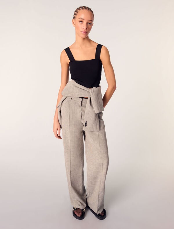 Maje Pantalon De Tailleur Droit Gris