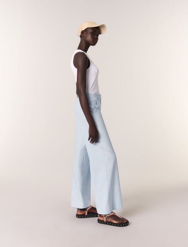 Maje Pantalon De Tailleur Large Bleu