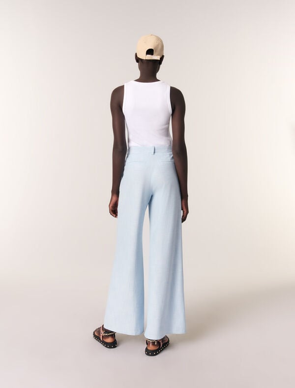 Maje Pantalon De Tailleur Large Bleu