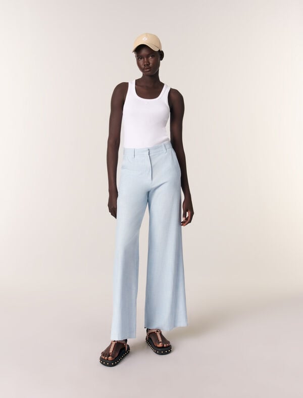 maje Pantalon de tailleur large Bleu